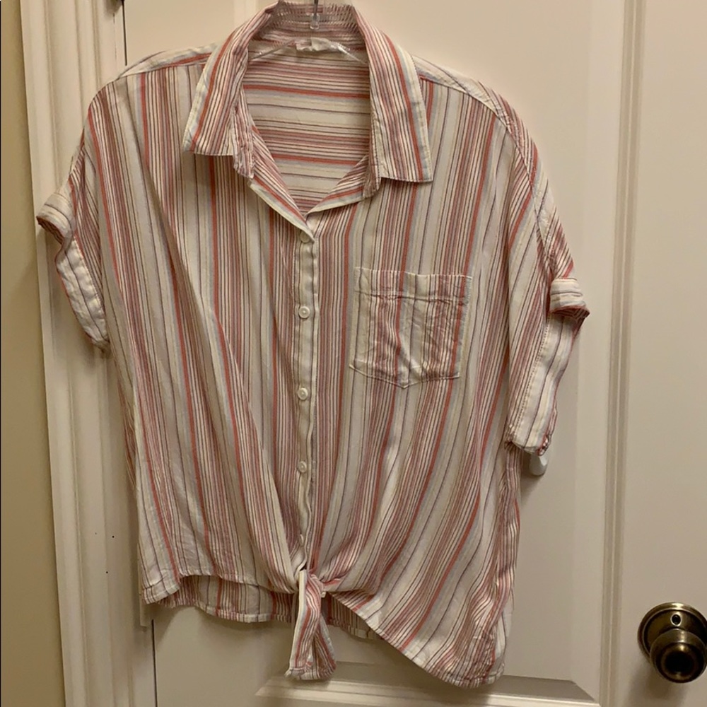 front tie striped top